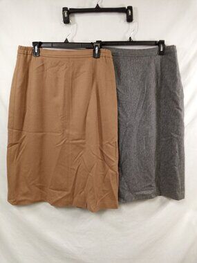 Country Suburbans Vintage 2 Women's Pencil Skirts Size 14 Camel Brown + Grey